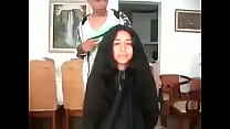 A Moroccan girl shaved her long hair